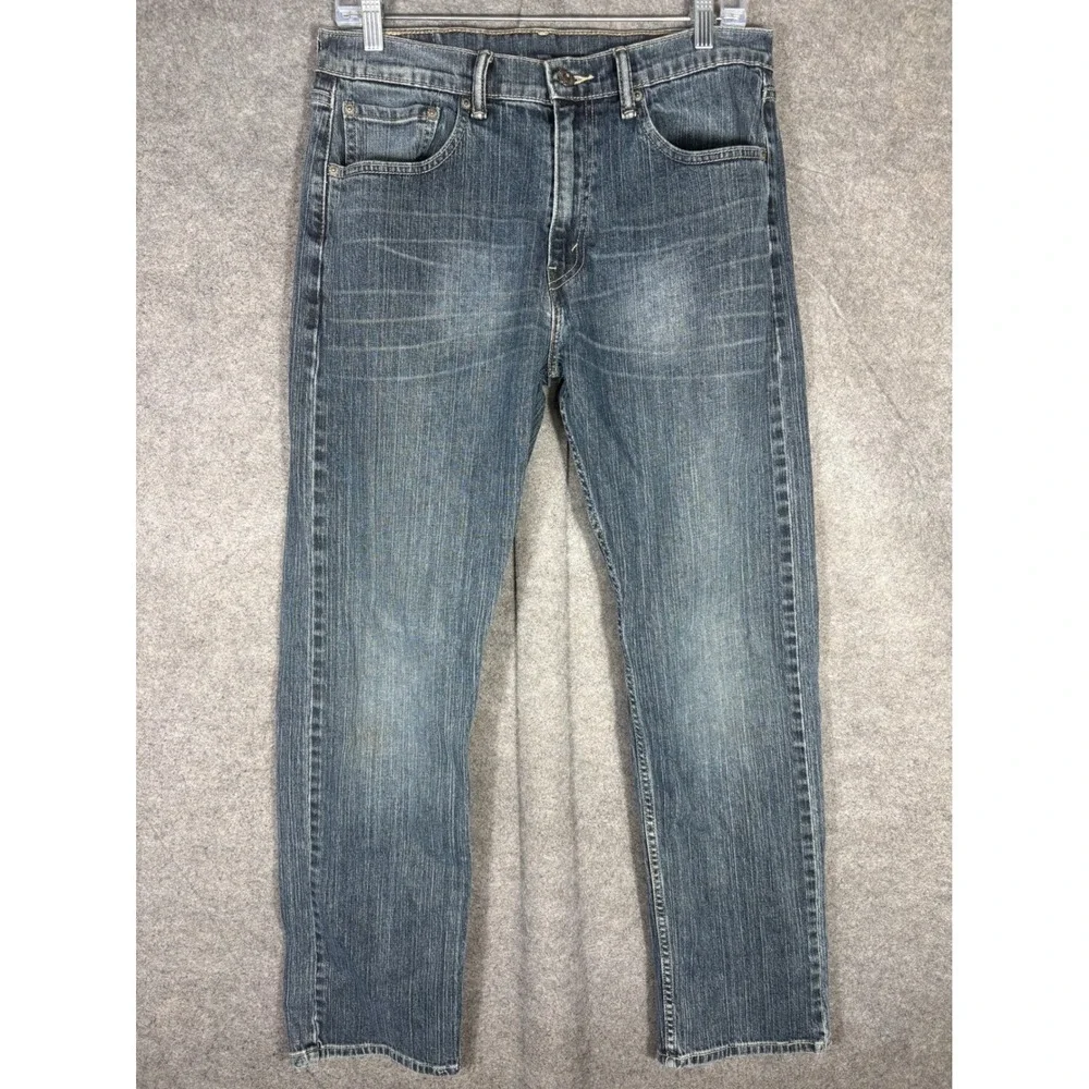 Levis 505 Regular Taper Jeans Mens 33x32 Blue Denim Stretch Pants 00505-0277